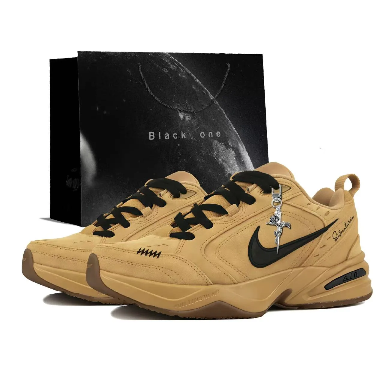 Nike Кроссовки Air Monarch 4 Wheat Seal с амортизацией Maillard Style, износостойкие, мужские, коричневые