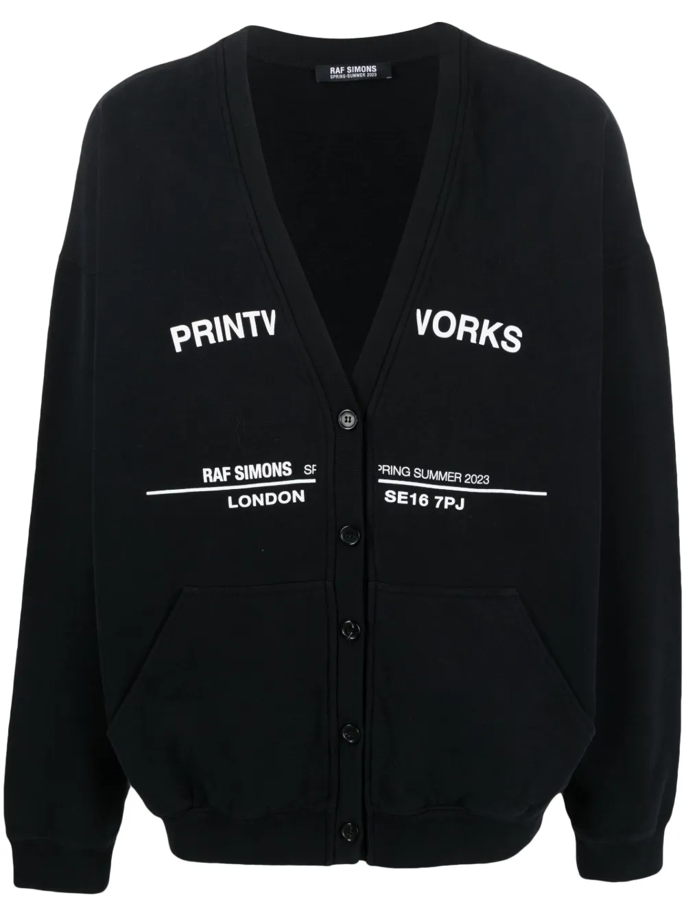 

Флисовый кардиган с принтом Raf Simons, черный