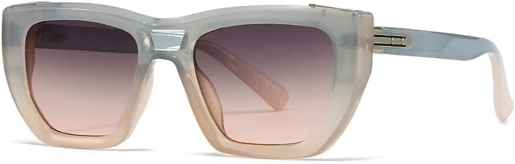 

Популярные солнцезащитные очки «кошачий глаз» для женщин и мужчин, в стиле ретро с заклепками, градиентной защитой от УФ-излучения UV400 UATXTAU, Blue Pink Grey Pink