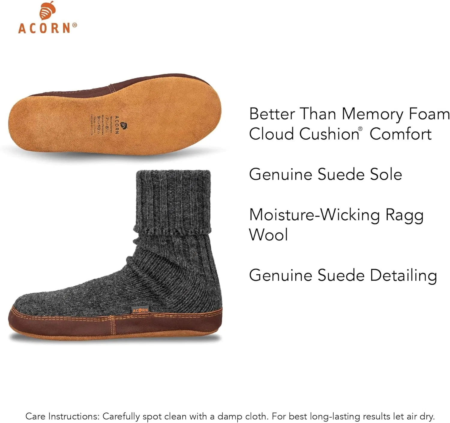 Тапочки унисекс Acorn, Anthracite Ragg Wool — фото 3