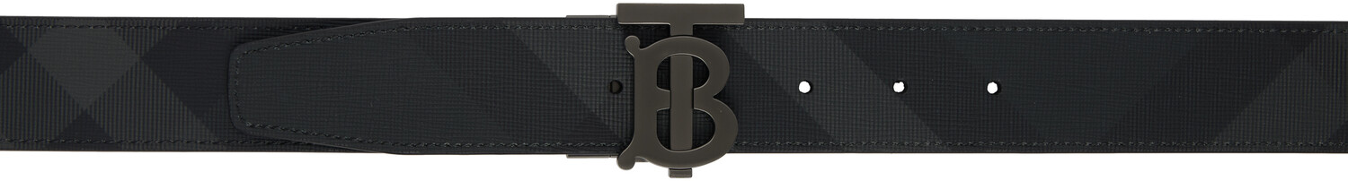 

Ремень TB в черную клетку и кожу, двусторонний Burberry