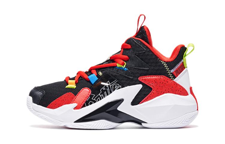 

QIAODAN Скользостойкие амортизирующие износостойкие низкие детские баскетбольные кроссовки black red для подростков