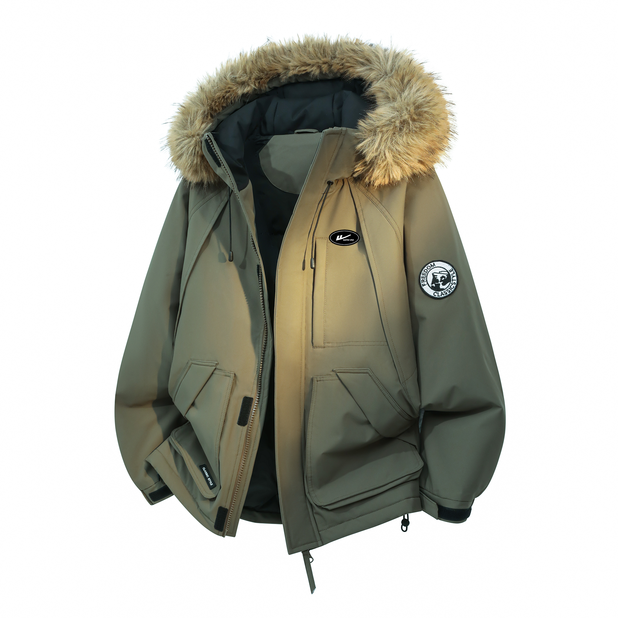 

Пуховик из коллекции Riding The Wind для женщин WARRIOR, sand зеленый (diy detachable brand merch)