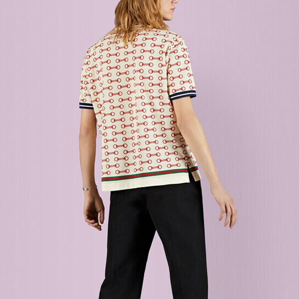 Рубашка поло horsebit print cotton polo shirt 'white' Gucci, белый — фото 3
