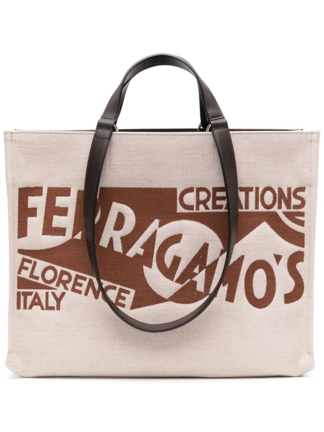 

Ferragamo сумка-тоут из холста с вышитым логотипом, нейтральный цвет