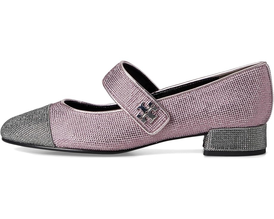 Туфли Tory Burch Cap-Toe Mary Jane Pave Heel Ballet 25 mm, цвет Gray Stone/Sparkle Pink — фото 4