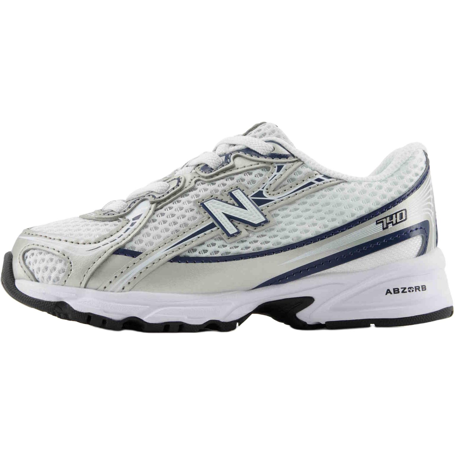 

Низкие дышащие кроссовки NB 740 с амортизацией для младенцев и малышей New Balance, белый/серебряный
