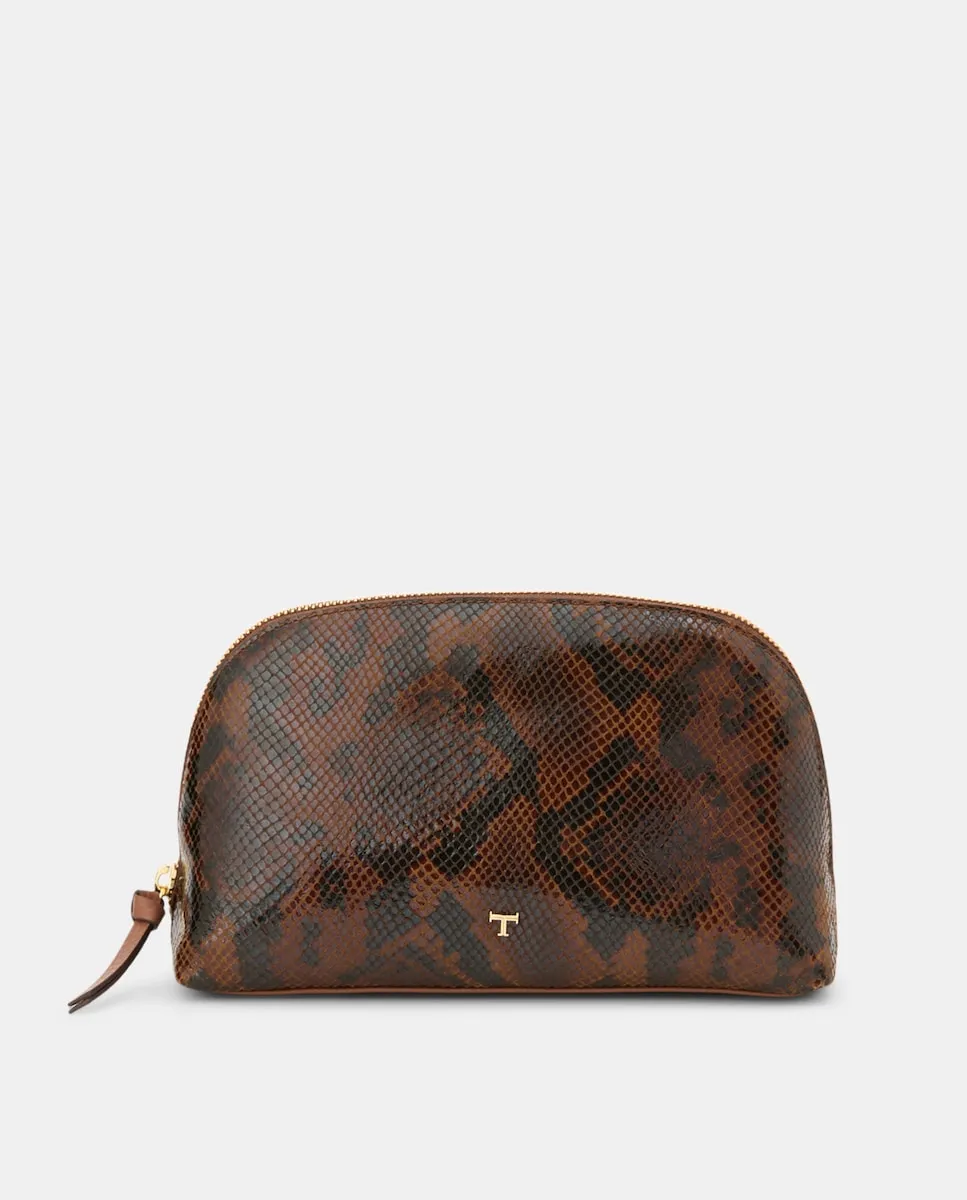 

Круглая косметичка с принтом змеи Latouche, коричневый