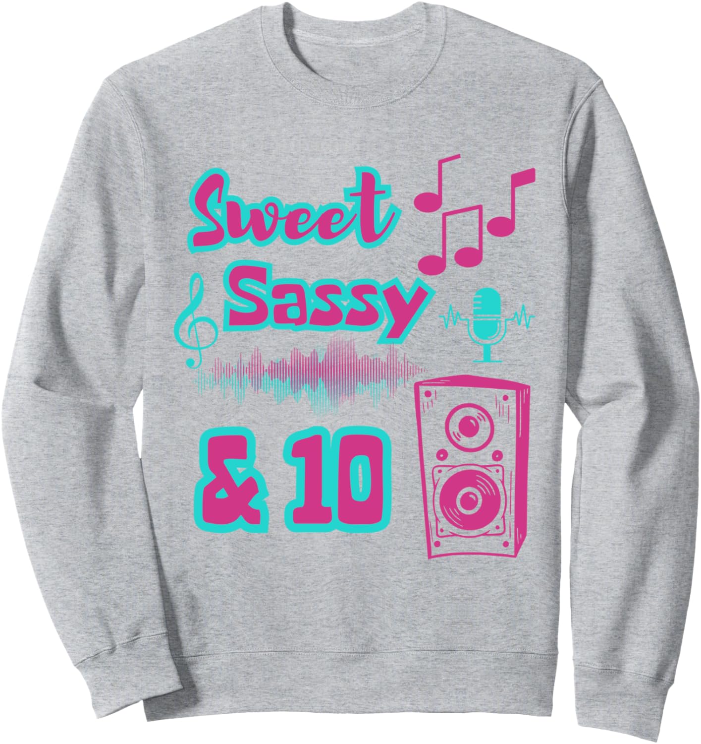 

Толстовка для вечеринки в честь 10-летия в стиле Sweet Sassy and 10 Music Dance Family Look Musical Dancing Party Decoration Gifts, серый