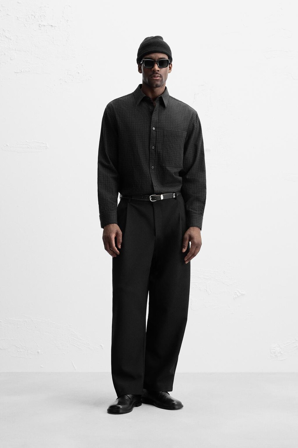 

Мягкая хлопковая рубашка ZARA, черный