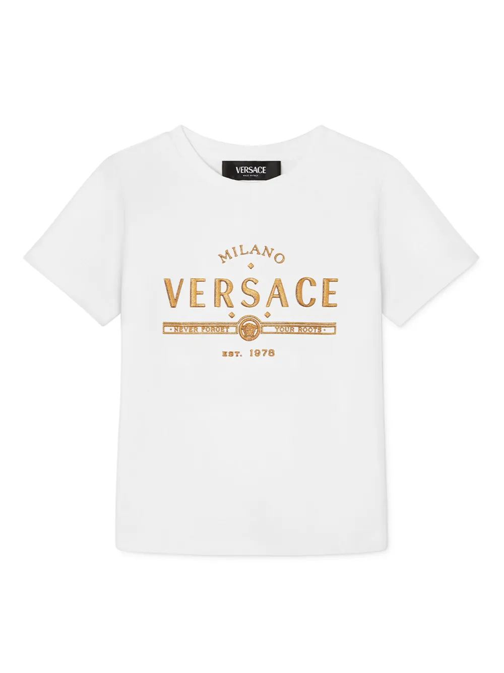

Футболка с логотипом и блестками Versace Kids, белый