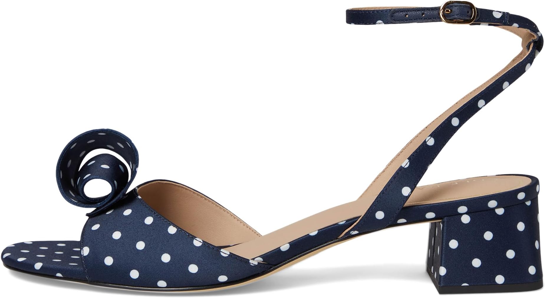 Туфли Cole Haan Women's Florette Block Heel Sandals, Navy/White Polka Dot Print Satin — фото 4