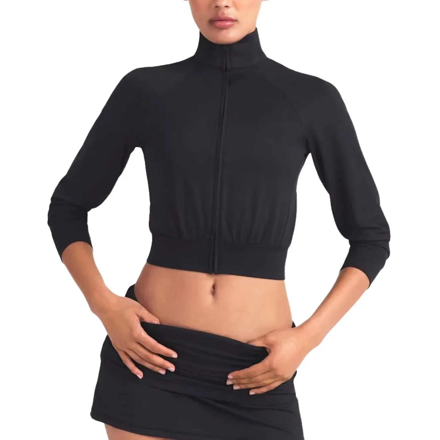 Куртка (WMNS) Nike x SKIMS Airy Track Jacket 'Obsidan', черный — фото 2