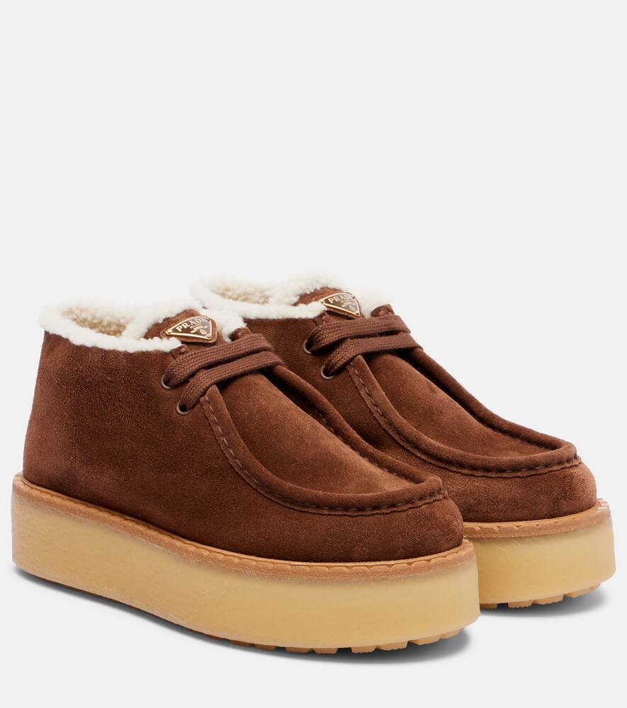 Замшевые платформенные ботинки desert Prada, Brown