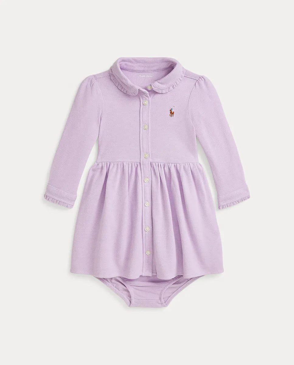 

Хлопковое платье для девочки с вышитой лошадью Polo Ralph Lauren, сиреневый