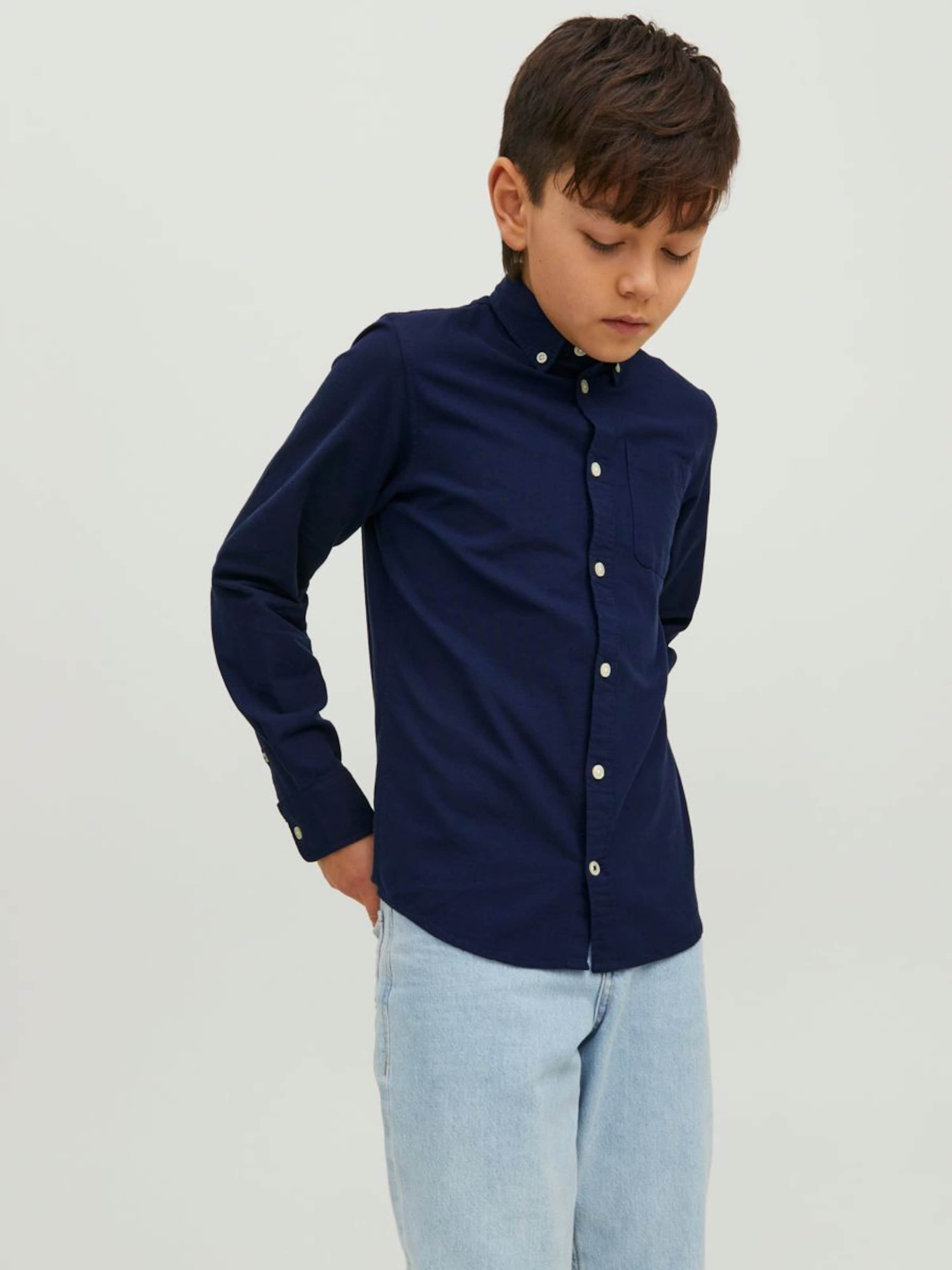 Jack & Jones Junior Рубашка на пуговицах Regular fit в темно-синем цвете — фото 3