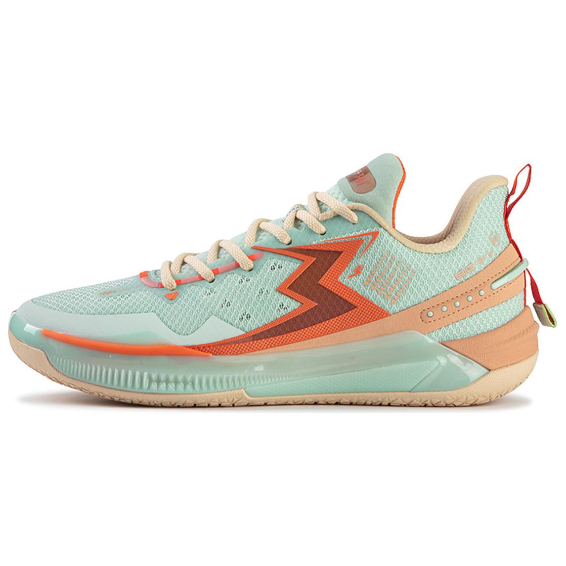 

361° Баскетбольные кроссовки BIG3 5.0 Quick Cushioning с низким верхом, износостойкие, мужские, зеленые, оранжевые