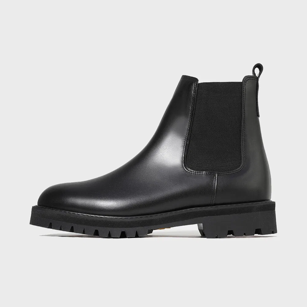 Мужские чёрные ботинки челси из натуральной кожи с подошвой Vibram Commando от Firenze.A