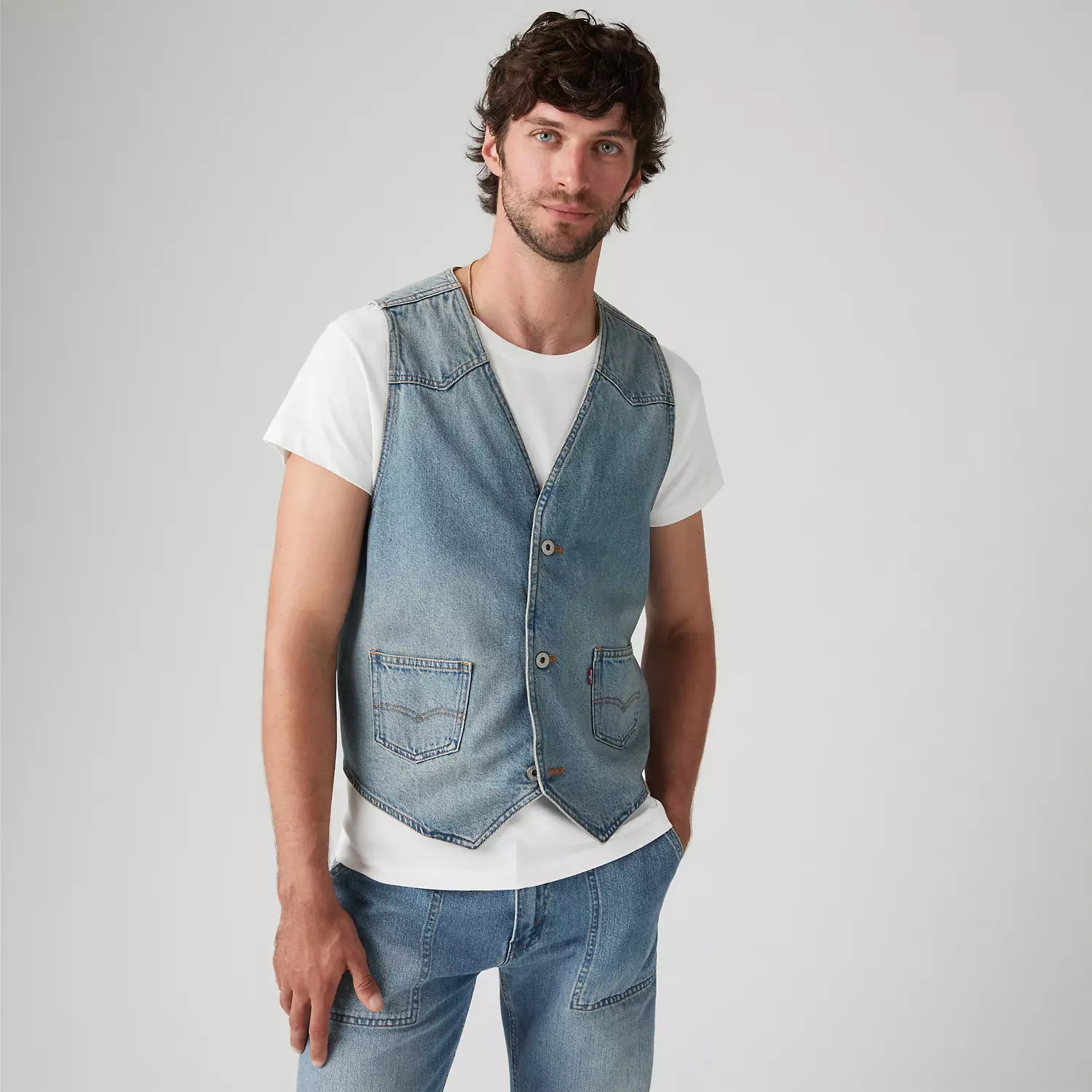 

Жилет из денима Mission Levi's, цвет Howdy Parnter - Medium Wash, Серый, Жилет из денима Mission Levi's, цвет Howdy Parnter - Medium Wash