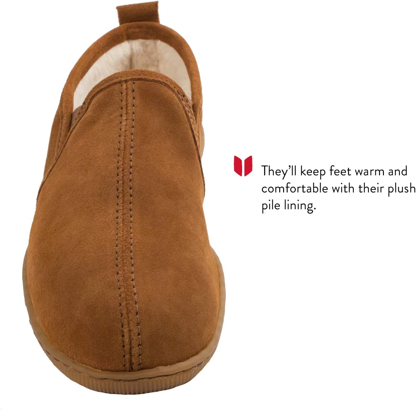 Мужские тапочки Minnetonka Romeo с плюшевой подкладкой, коричневый — фото 3
