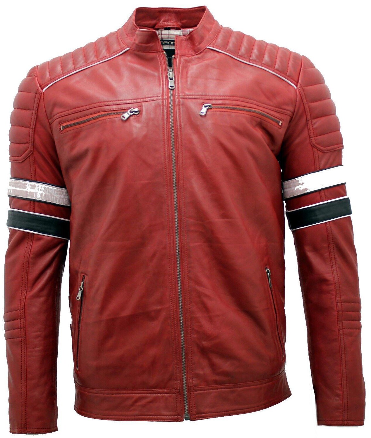 

Стеганая кожаная гоночная куртка-Мадрид Infinity Leather, красный