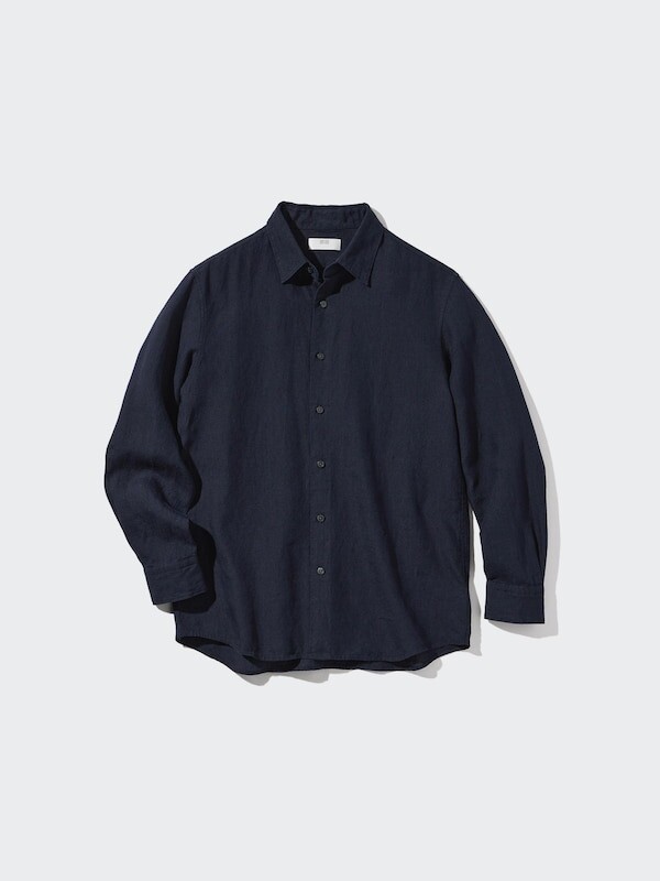 

Льняная рубашка премиум-класса Uniqlo, синий
