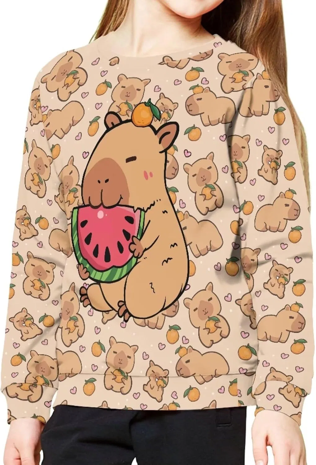 Детский свитшот ZPINXIGN с принтом Capybara Watermelon