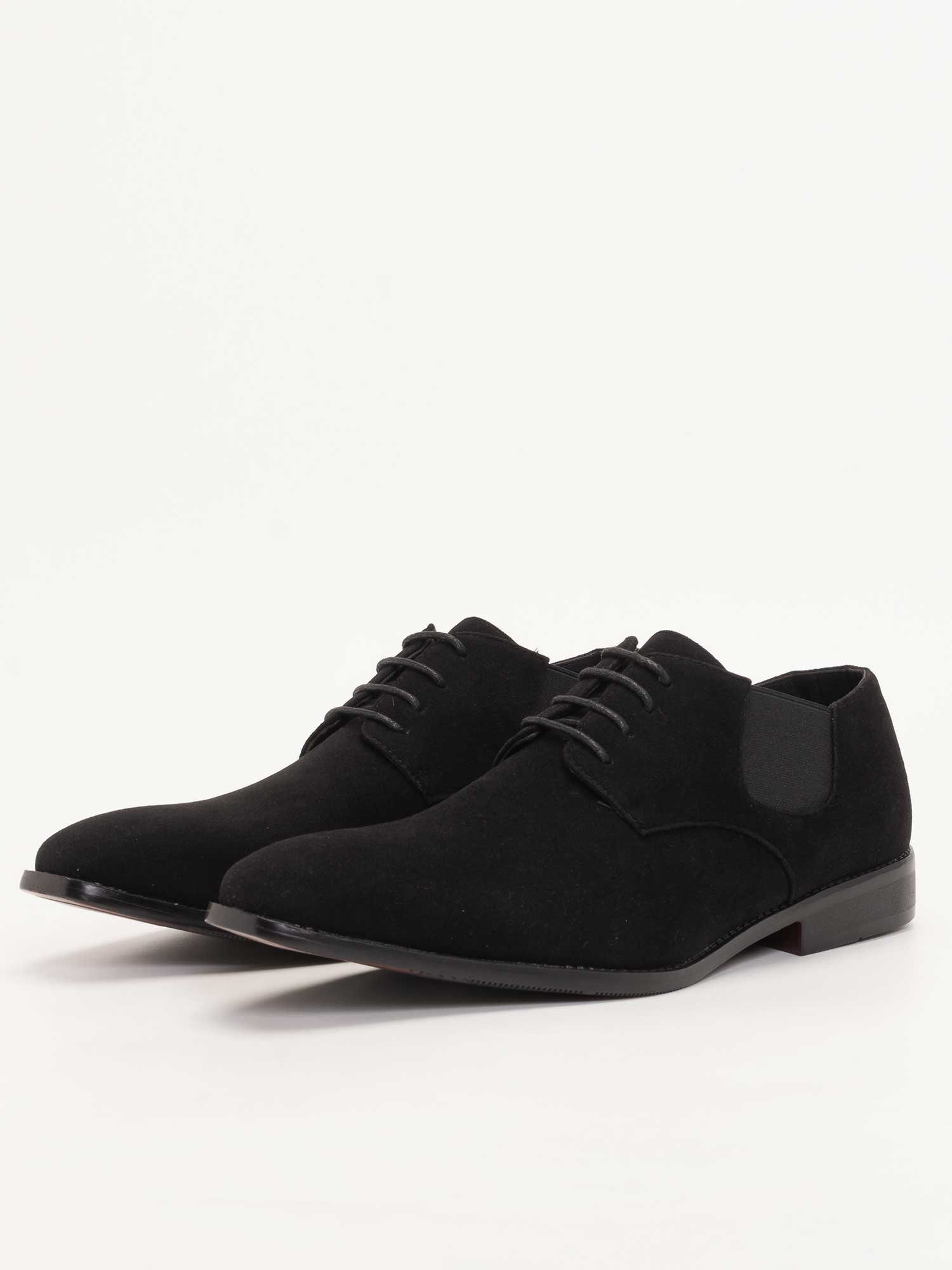 Ботинки с боковыми вставками / на шнуровке SVEC, Black suede — фото 2