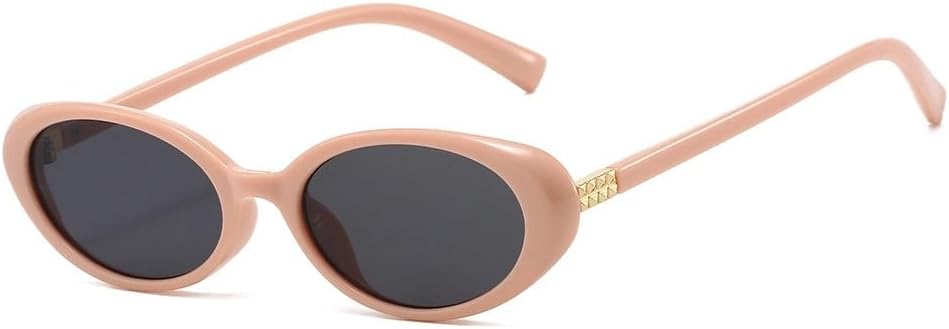 

Ретро овальные солнцезащитные очки для женщин и мужчин, винтажные солнцезащитные очки с защитой от УФ-излучения UV400 для маленького лица, стильные миниатюрные солнцезащитные очки Generic, Pink Frame Gray Lenses