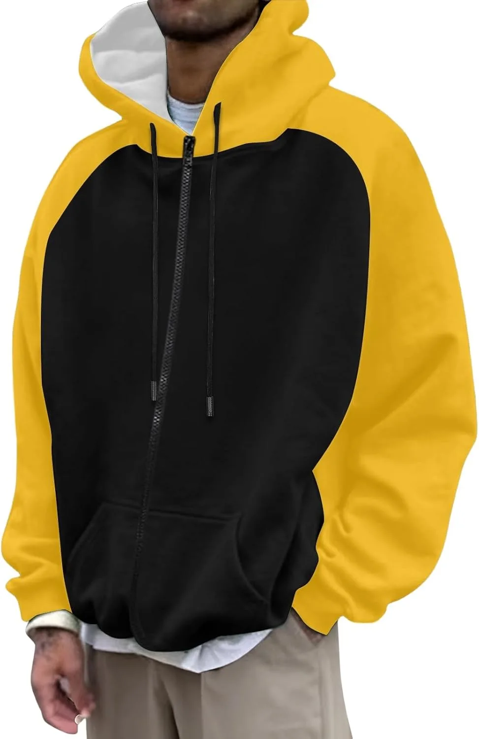 

Мужская худи с молнией и капюшоном, оверсайз, с карманами evzosrz