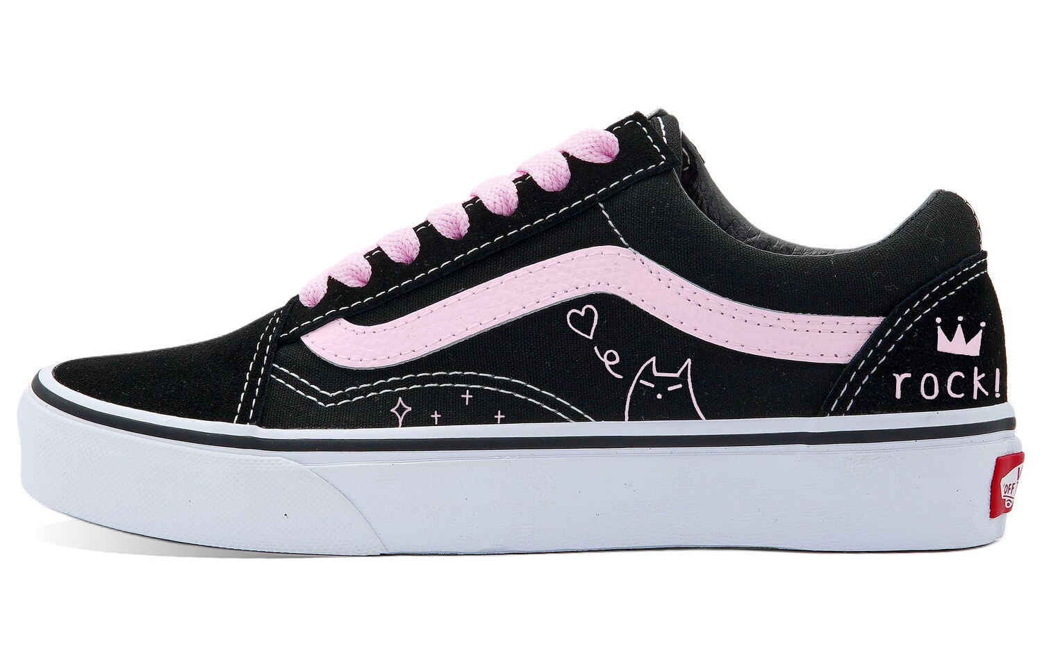 

Кроссовки для скейтбординга Old Skool, унисекс, низкие, черный/розовый Vans