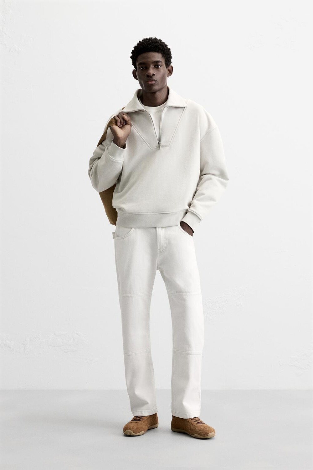 

Брюки плотника ZARA, белый