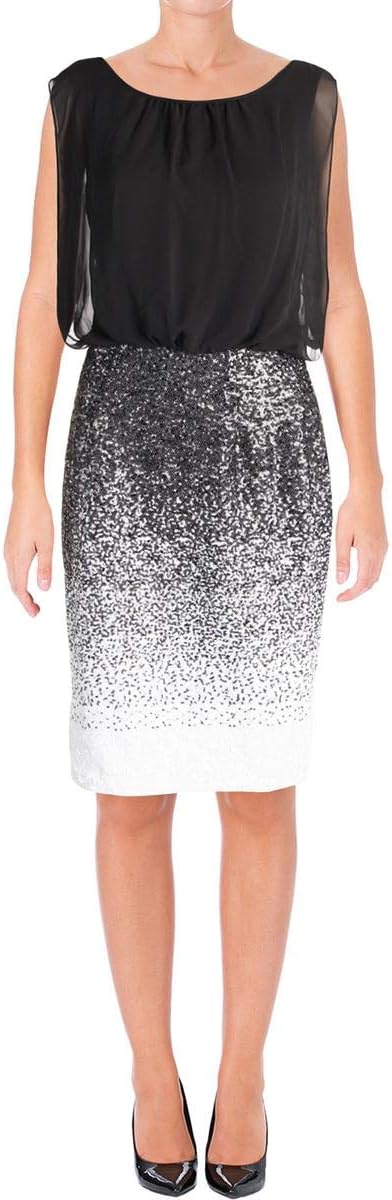 

Женское коктейльное платье Calvin Klein с прозрачным эффектом омбре (черно-белое), Black