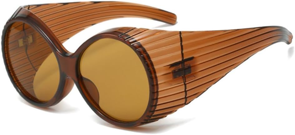 

LVTFCO Винтажные овальные солнцезащитные очки большого размера для женщин, модные градиентные очки с защитой от УФ-излучения UV400, мужские солнцезащитные очки в стиле панк, Brown Tea