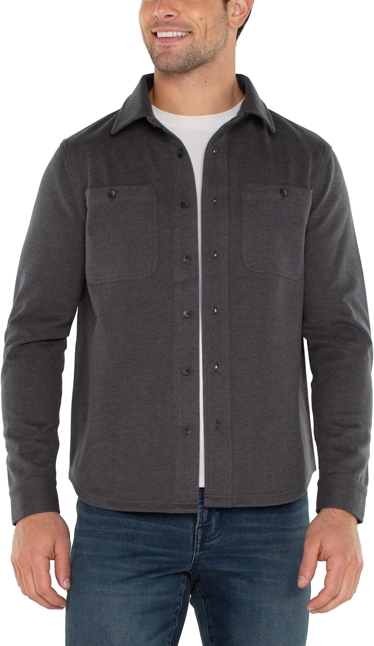 

Рубашка Liverpool Los Angeles Knit Long Sleeve Button Up Shirt, цвет Black Grey Multi