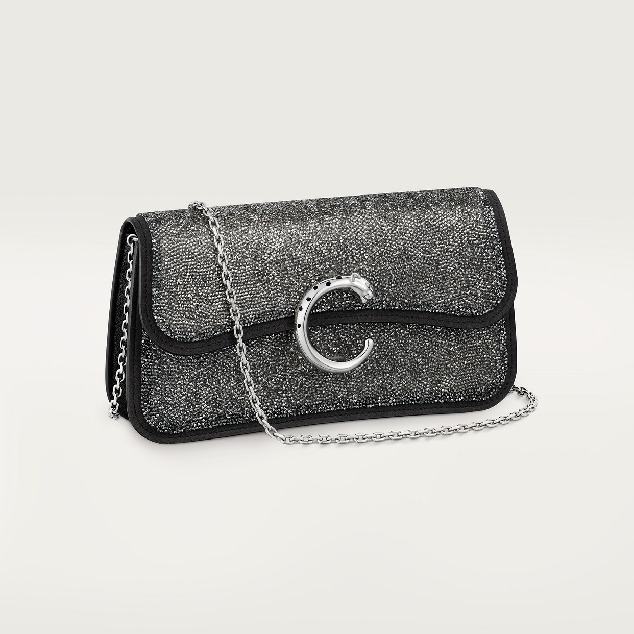 

Вечерняя сумка Cartier Sac chaine mini modèle, Panthère C de Cartier, серебряные стеклянные бусины