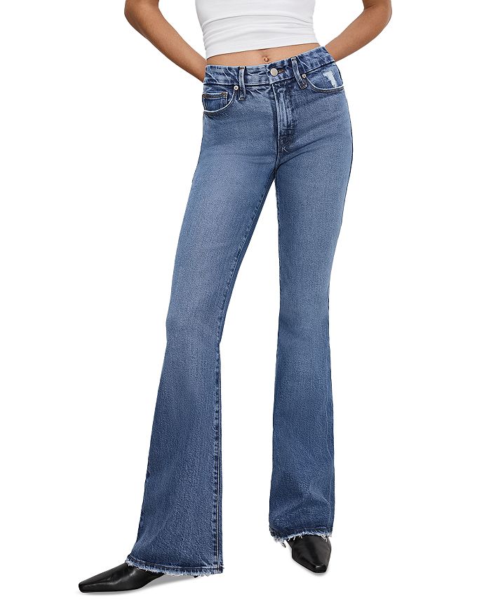 

Джинсы Good Legs с высокой талией и клешем в цвете I513 Good American, синий