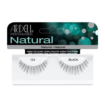 

ARDELL Natural Style 124 Черные накладные ресницы из натуральных волос — легкие, гибкие и многоразовые (без клея для ресниц), номер 124