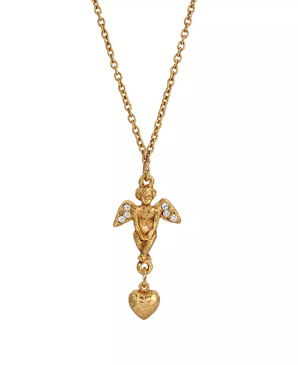 

Ожерелье в форме ангельского сердца с покрытием из 14-каратного золота Symbols Of Faith, white