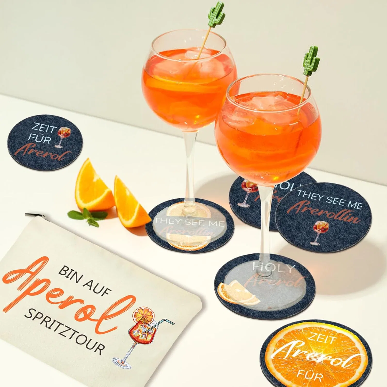 Подарочный набор Aperol с косметичкой и подставками Jdgfh — фото 4