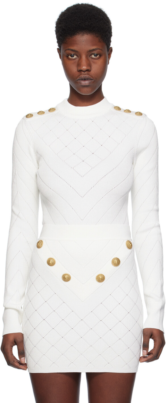

Белое боди с вырезом Balmain