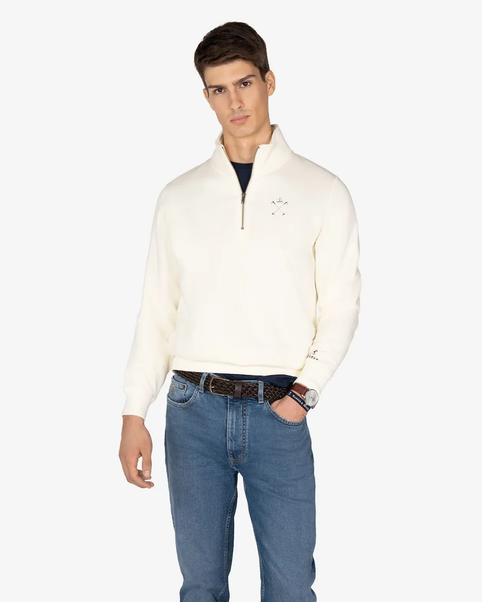 

Мужская толстовка с высоким воротником и хлопковой молнией Harper & Neyer, белый