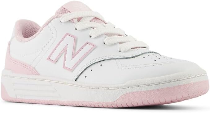 Кроссовки New Balance Unisex-Child Bb80 V1 на шнуровке, белый/розовый — фото 3