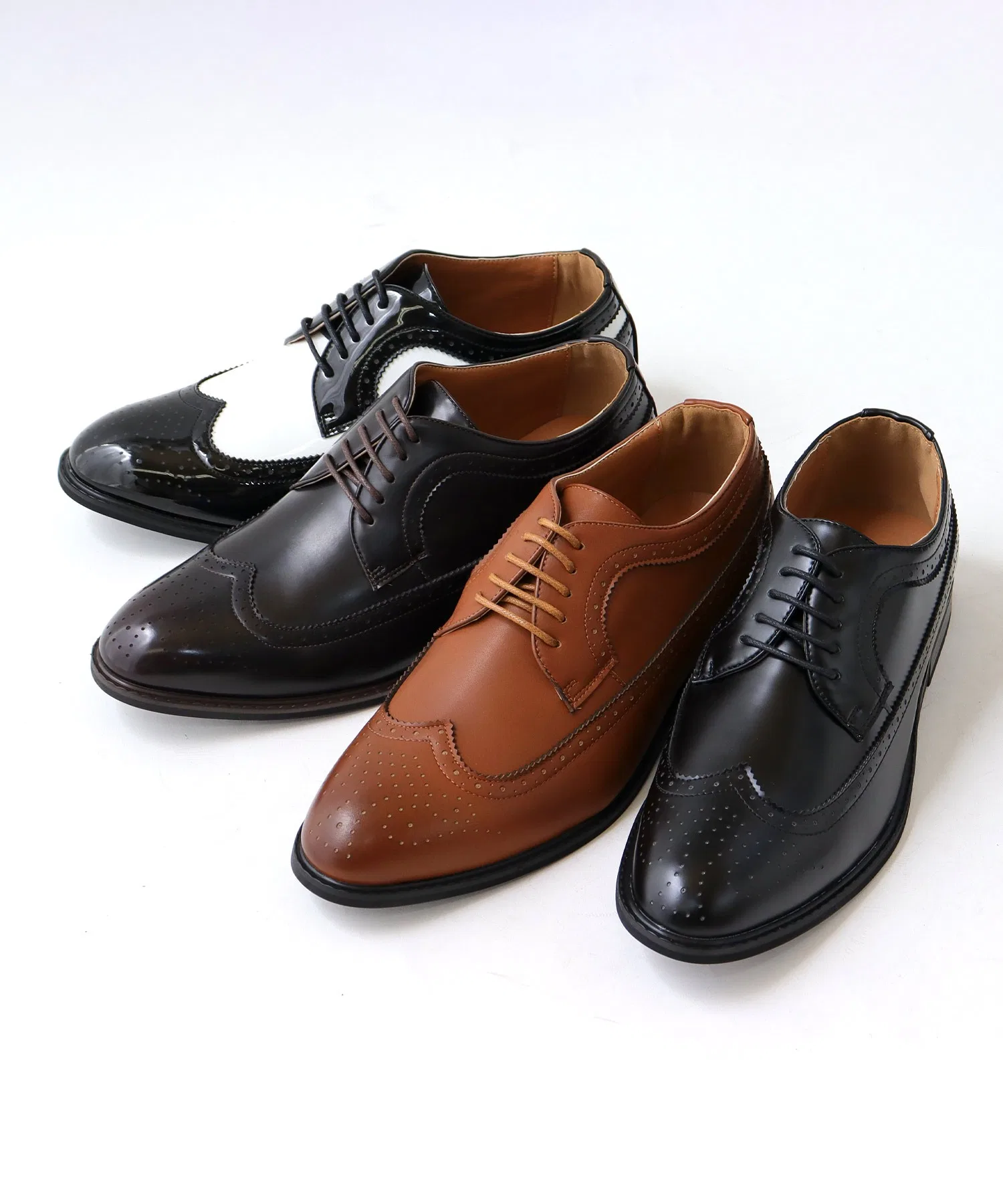 Мужские туфли LASSU&FRISS Wingtip из искусственной кожи коричневые — фото 2