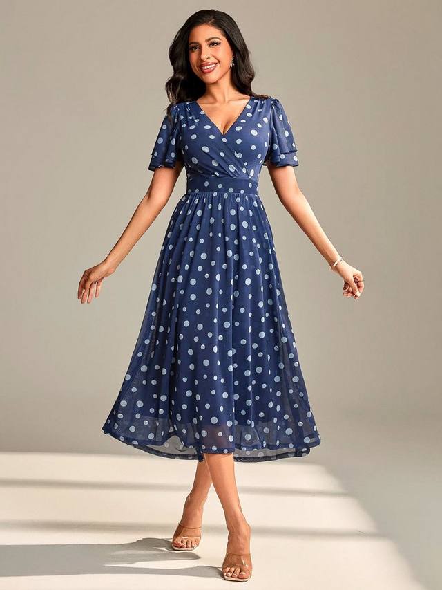 

Платье макси в сетку с горошком Jolie Moi, Navy Spot