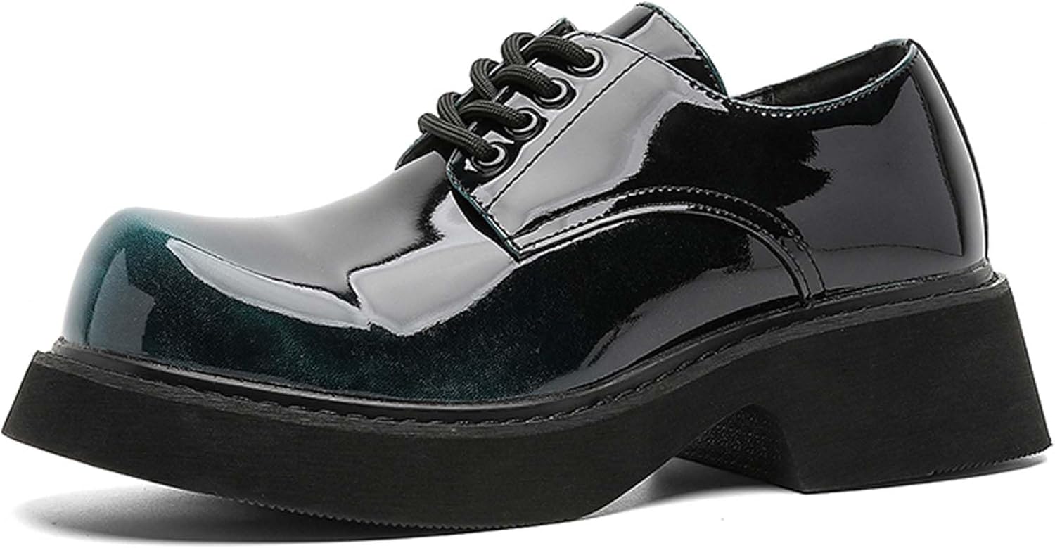 

Мужские оксфорды с толстой подошвой, модные с шнуровкой, из лакированной кожи, для делового офиса, формальной униформы, банкетов, свадеб и костюмов, дерби Generic, синий