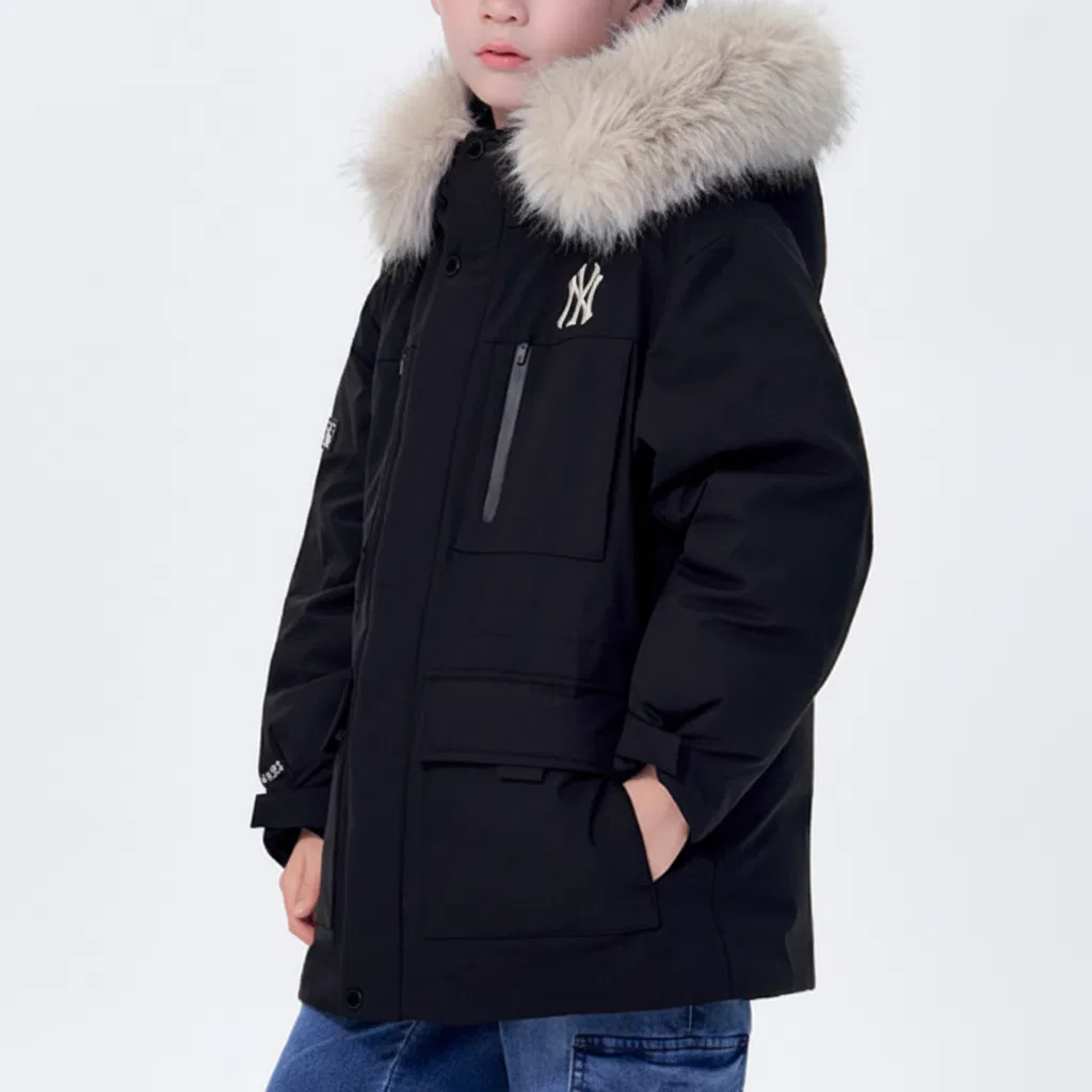 Пуховик с меховым воротником MLB KIDS Black — фото 4