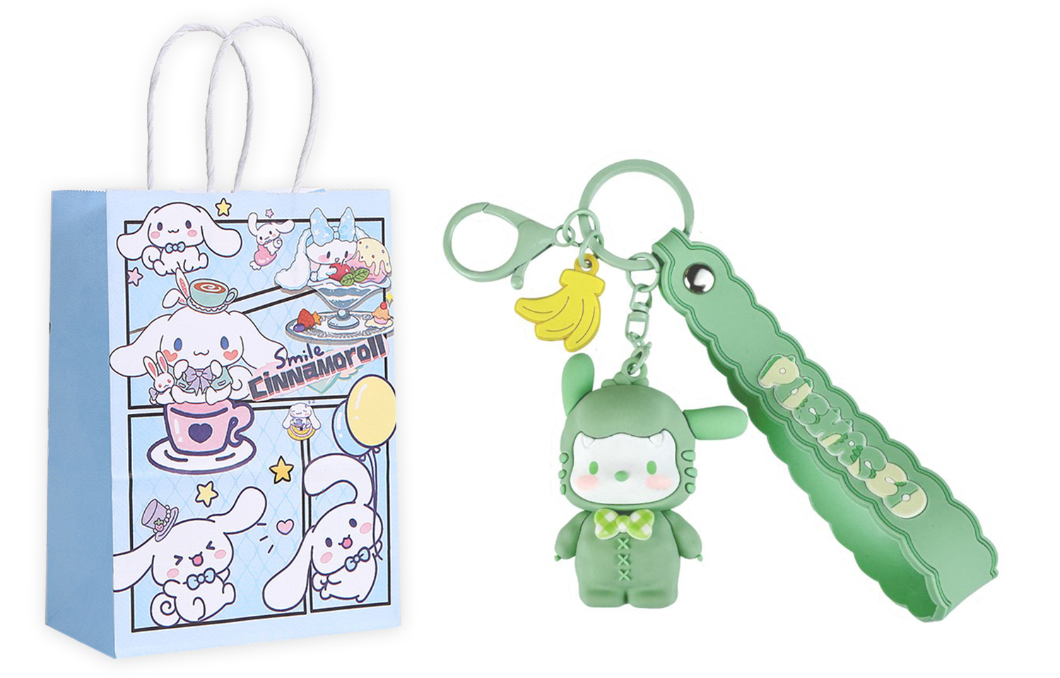 

Sanrio Брелок My Melody Hello Kitty из ПВХ Унисекс, Pochacco+Exquisite Shopping Bag