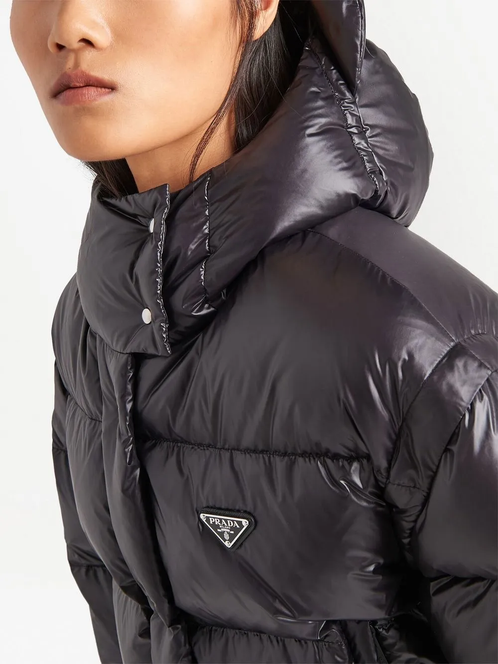 Пуховик Re-Nylon Prada, черный — фото 4