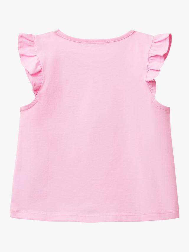 Детский топ с бахромой и оборками на рукавах в виде морского конька Benetton, Pink — фото 2